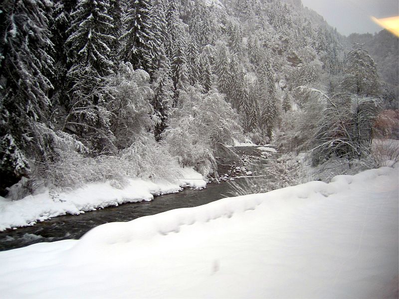 Fahrt auf der Davoserlinie durch den Winter
