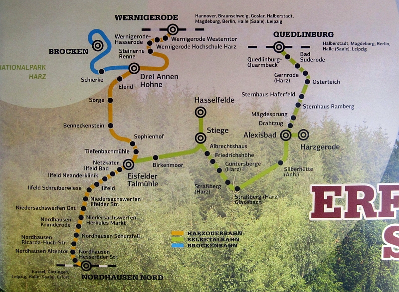 Streckennetz der Harzer Schmalspurbahnen (HSB)
