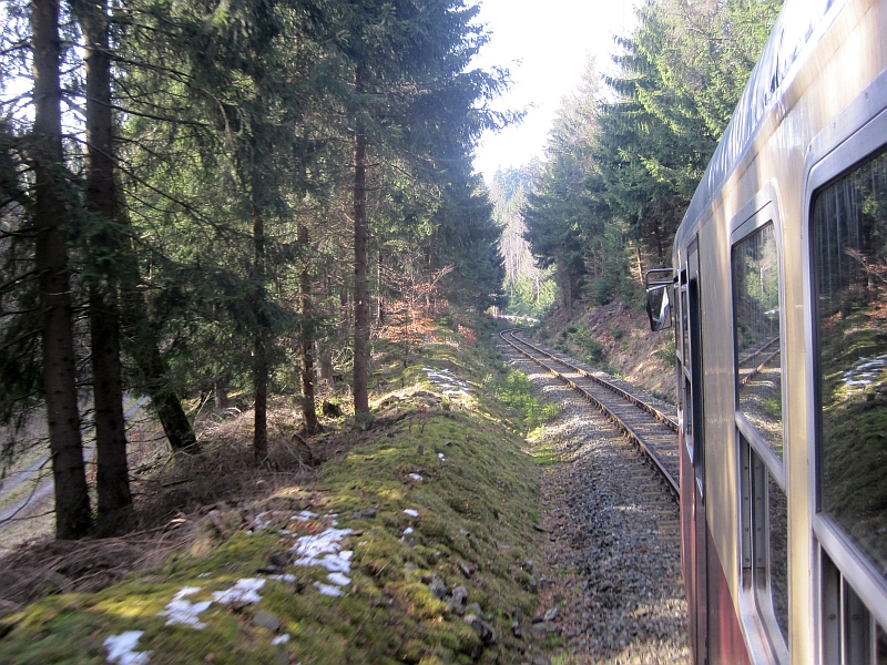 Fahrt auf der Verbindungsstrecke zur Harzquerbahn