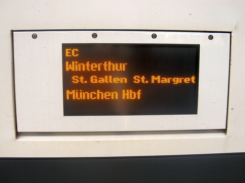 Zuglaufanzeige EC 193 Zürich-München